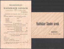 1911 Haidekker Sándor Sodronyszövet-, Fonat- és kerítés-Gyár. II. számú árjegyzéke. Bp., Stephaneum,...