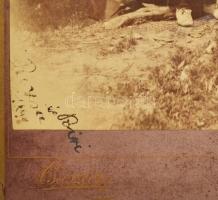 1894 Kislány őzikével, keményhátú fotó Császár kolozsvári műterméből, 16,5×10,5 cm