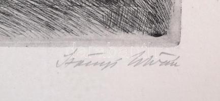 Szőnyi István (1894-1956): Társaság. Rézkarc, papír, kartonra kasírozva, jelzett, 22,5x29 cm