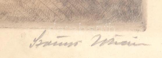 Szőnyi István (1894-1960): Várakozás, színezett rézkarc, papír, jelzett, üvegezett fakeretben, 23×30...