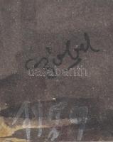 Czóbel jelzéssel: Hátakt. Akvarell, papír, kartonra kasírozva, üvegezett fakeretben, 28,5x18,5 cm