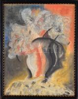 Kádár jelzéssel: Virágcsendélet. Vegyes technika, papír, üvegezett fakeretben, 42,5×33,5 cm