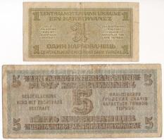 Ukrajna / Német megszállás 1942. 1K + 5K T:F,VG
Ukraine / German occupation 1942. 1 Karbowanez + 5 ...