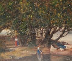 Mészöly jelzéssel: Vízparti élet. Olaj, vászon. 70x100,5 cm. KIZÁRÓLAG SZEMÉLYES ÁTVÉTEL, NEM POSTÁZ...