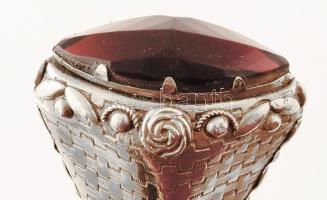 Angol sétabot, díszes historizáló fejjel, csontgyűrűvel, követ imitáló berakással, h: 92 cm