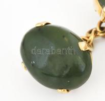 Arany (Au) 14K mandzsettagomb párban zöld zafír betéttel, jelzett, dobozban, bruttó: 11,6 g