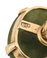 Arany (Au) 14K mandzsettagomb párban zöld zafír betéttel, jelzett, dobozban, bruttó: 11,6 g