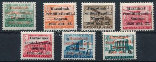 1956 Soproni felülnyomás 7 értékes sor MF + Leitold garanciabélyegzéssel