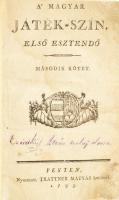 1793 A&#039; Magyar Játék-szín első esztendő. II. kötet. Pest, 1793, Trattner Mátyás, L+16+296 p.+1 sztl. lev. Papírkötés, körbevágott, foltos lapokkal, 4 pótolt lappal (157-162, 1 sztl. lev.), a címlapon bejegyzéssel.