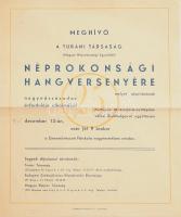 1935 A Turáni Társaság meghívója néprokonsági hangversenyre, hajtott