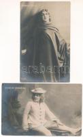 6 db RÉGI hosszú címzéses magyar színésznős képeslap vegyes minőségben: Sziklay Szerén, P. Márkus Em...