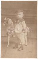 Arad, gyerek játéklóval / boy with toy horse. Stojkovits és Békés photo (fl)