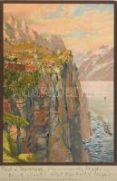 1902 Kézdi-Kovács László (1864-1942) festőművész, műkritikus autográf humoros sorai fiának, ifj. Kéz...