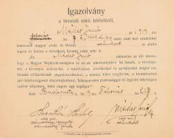 1919. február 21. Igazolvány a hivatali eskü letételéről Magyar Népköztársaságra