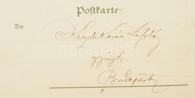 cca 1900-1905 Kézdi-Kovács László (1864-1942) festőművész, műkritikus autográf aláírása képeslapon