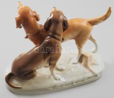 Royal Dux vadászkutya pár. Jelzett, hibátlan, 27x19 cm