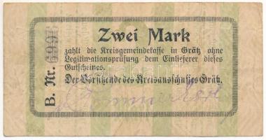 Német Birodalom / Grätz 1915. 2M utalvány T:F German Empire / Grätz 1914. 2 Marks coupon C:F