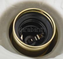 Bronz asztali lámpa, 2 helyen állítható, savmaratott búrával, m: 41 cm