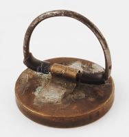 cca 1950 Sátoraljaújhely rendőrőrs Rákosi címeres réz pecsétnyomó d: 25 mm