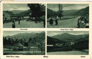 1944 Rahó, Rachov, Rahiv, Rakhiv; utca, Felső-Tisza völgye, népviselet, folklór, híd / street view, valley, traditional costumes, folklore, bridge (EK)