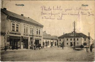 1919 Tornalja, Tornallya, Safárikovo, Tornala; Piac tér, M. kir. dohány nagy tőzsde, cipő raktár, Gutman Benő órás és ékszerész, Blicz Géza üzlete / square, shops