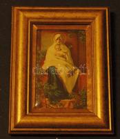 Szűz Mária Jézussal dombor litho kép keretben, 15×20cm méretben