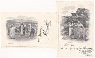 SZULAMIT - 5 db RÉGI hosszú címzéses képeslap vegyes minőségben: színészek, előadás / 5 pre-1900 Hun...