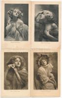 Miss Ivy Lilian Close - 4 db régi képeslap a brit színésznőről / 4 pre-1910 postcards of the British actress