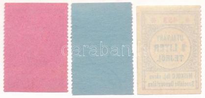 Miskolc ~1945. Utalvány 1/2, 3/4 és 1 liter tejről, bélyegzésekkel T:AU