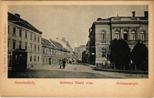 Szombathely, Berzsenyi Dániel utca, villamos. Knebel cs. és kir. udvari fényképész kiadása (EK)