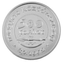 1992. 500Ft Ag "Szent László" tanúsítvánnyal, kapszulában, dísztokban, összehajtogatott tá...