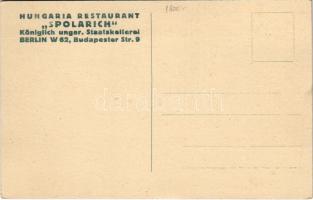 Hungaria Restaurant "Spolarich" Königlich ungar. Staatskellerei. Berlin Budapester Str. 9....