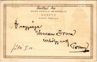 Cairo, Kairo; Sphinx, Le Caire avec la Citadelle. Art Nouveau, litho (glue marks)