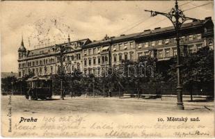 1906 Praha, Prag, Prague; Mestsky sad / park, tram (tears)