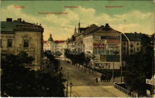 1912 Olomouc, Olmütz; Finanzdirektionsgebäude, Alleestrasse, Beamtenviertel / financial directorate, street view, officers quarter (EK)