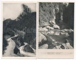 12 db RÉGI erdélyi fekete-fehér képeslap: Gyilkos-tó, Békás szoros, Hargitai hegyek / 12 pre-1945 bl...