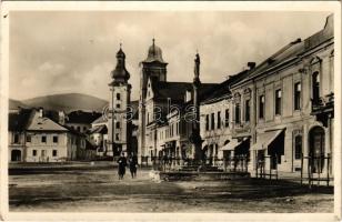 1940 Rozsnyó, Roznava; Rákóczi tér, drogéria, gyógyszertár, üzletek. Gömöri kiadása / square, pharmacy, shops (EB)