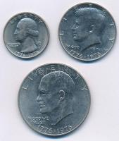 Amerikai Egyesült Államok 1976. 25c Cu-Ni + 1/2$ Cu-Ni + 1$ Cu-Ni "A függetlenség 200. évfordul...