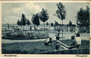 1939 Balatonberény, Fövenyfürdő, strand (vágott / cut)