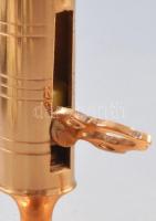 Skandináv bronz gyertyatartó pár, állítható magassággal, m: 11,5 cm