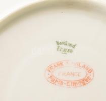 Limoges teás csésze alátéttel készlet, 11 darab alátét 9 darab csésze, jelzett, kopással