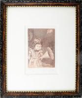 Olvashatatlan jelzéssel: Kodály. Rézmetszet, papír, számozott (14?/80). Dekoratív, üvegezett, kissé ...