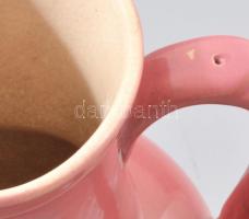 cca 1885 Zsolnay kancsó. Magastüzű ún. pink mázas, formába öntött finomfajansz, masszába nyomott Z.W...