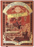 Jules Verne: Reise um die Erde in 80 Tagen. Mit sämtlichen Illustrationen der Originalausgabe. Aus dem Französischen neu übersetzt von Gisela Geisler. Stuttgart-München, 1985, Deutscher Bücherbundes. Szövegközti fekete-fehér illusztrációkkal. Német nyelven. Kiadói aranyozott egészvászon-kötés, a hátsó borító kissé foltos, az előzéklapon filctollas firkával, egy lapon kis folttal, egyébként jó állapotban.