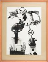 Jelzés nélkül: Szürrealista kép. Nyomat, papír, üvegezett fakeretben, 51×37 cm