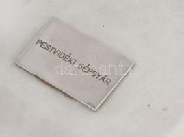 MIG 21-es vadászgép Pestvidéki gépgyár fém öntvény makett 38 cm, mészkő talapzaton 28x15 cm