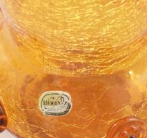 Bohemia krakléüveg váza. Címkével jelzett, hibátlan, m: 21 cm