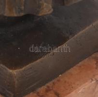 Herczeg Klára (1906 - 1997): Kontyos lány. Bronz, márvány talapzaton, jelzett, m: 28 cm