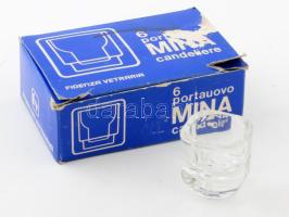 6 db mina candelliere kristály gyertyatartó eredeti dobozában