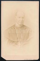 1865 Danielik János (1817-1888) római katolikus pap, bölcsészdoktor, pristinai püspök és egri kanonok, pápai titkos kamarás; vizitkártya Schrecker Ignác (1834-1888) pesti műterméből, alsó sarkai vágottak, 9,5x6 cm